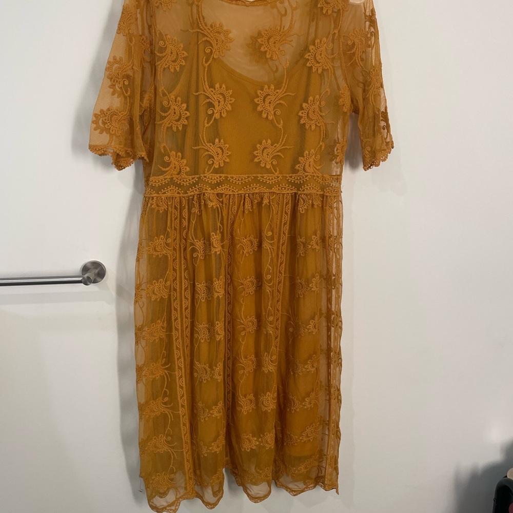 Xhilaration Mustard Lace Dress